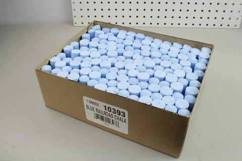 Box of 144 pieces of Blue Railroad Chalk For Temporary High-Visibility Marks On Tough Surfaces 7/8 Inch Tapered By 4 Inch Long