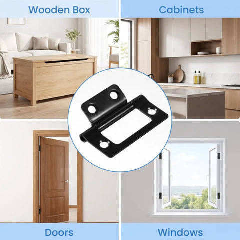4 Pack Black No Mortise Door Hinges With Screws For Wood Folding Doors Easy Install Durable Cabinet Hinges Replacement