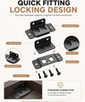 Beefy Heavy Duty Stainless Steel Corner Brackets 8 Pack shown with L shape joint braces, screws, and quick fitting design.