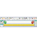 Traditional Manuscript Desk Plate For Classroom Organization, Large Size Adhesive Label with alphabet and ruler design.