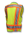 Heavy Duty Hi Vis Safety Vest With 3M Reflective Tape Class 2 Engineer Workwear Built Tough For The Daily Grind Padded Neck Back view showing bright yellow mesh and reflective stripes.