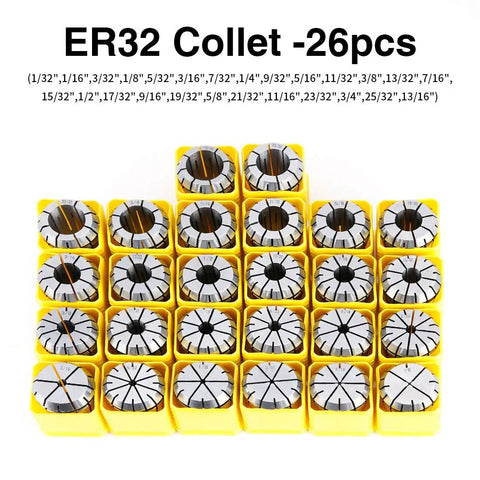 26 Piece ER32 Spring Collet Set For CNC Engraving Machines And Milling Lathes