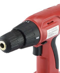 Job Site Ready 18V Cordless Power Drill With Keyless Chuck and Zero Hassle 16 Torque Clutch for Home Office or Automotive Work Includes Battery Charger Bundle close-up of drill chuck and body