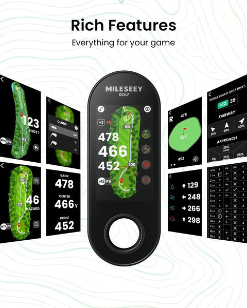 Handheld Golf GPS Rangefinder With 43000 Preloaded Courses No Monthly Fees 3 Inch Full Color Touchscreen display features