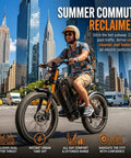 Beefy 6000W Dual Motor Electric Bike For Adults Cranking 52 Mph With A Massive 60V 80Ah Battery riding on city street with skyscrapers.