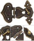 Chic Vintage Bronze Hasp Latch Clamp For Antique Wood Boxes, Retro Zinc Alloy Toggle Catch close-up view with decorative design.