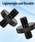 Top Shelf 4 Pack Quarter Inch Male To Male Threaded Tripod Screw Adapter Fits Camera Cages And Light Stands with knurled design.