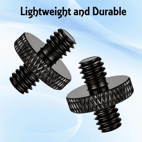 Top Shelf 4 Pack Quarter Inch Male To Male Threaded Tripod Screw Adapter Fits Camera Cages And Light Stands with knurled design.