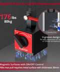 Boss Level Digital Dial Indicator With Magnetic Base, 0 To 1 Inch Range, 0.0005 Inch Resolution, 176lbs magnetic pull.