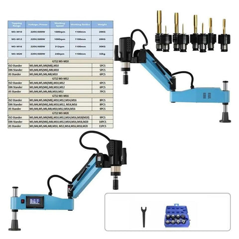 CNC Servo Electric Tapping Machine With Automatic Horizontal Threading For M3 To M20 Universal JIS Compatible shown with various attachments