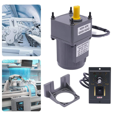 25W 60K Gear Motor 90RPM Adjustable Variable Gear Reducer Motor With Stand Electric Single Phase Reduction Gearbox