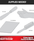 Illustration showing supplies for Concrete Patch And Repair Two Part Epoxy For Indoor And Outdoor Use 24 Oz Gray Pro Grade.