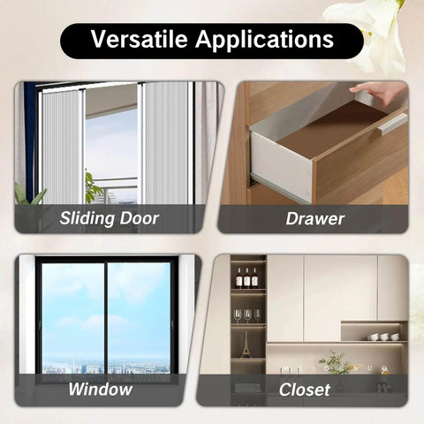 Versatile applications of 2 Pack Sliding Cabinet Door Hardware Kit Black Hidden Track System for sliding door, drawer, window, closet.