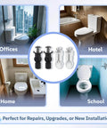 Stainless Steel Toilet Seat Screws Kit with Expanding Rubber and Plastic Nuts for universal toilet installations in offices, hotels, homes, and schools.