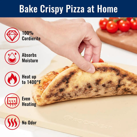 Pizza Stone For Oven And Grill 15 X 12 Inch Cordierite Baking Stone With Four Built In Handles 7.4 Lb Heavy Duty Thermal Shock Resistant