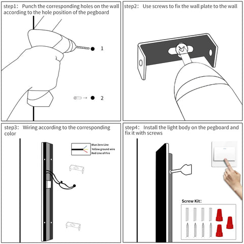 Installation steps for Four Direction Black Acrylic Outdoor Wall Light With 3000K Warm Glow, IP65 Waterproof Exterior Porch Sconce
