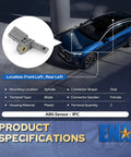 Front Left Abs Wheel Speed Sensor Compatible With Audi And Volkswagen Models features plastic housing and female connector.
