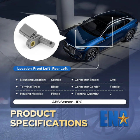 Front Left Abs Wheel Speed Sensor Compatible With Audi And Volkswagen Models features plastic housing and female connector.