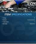 Close-up of item specifications for a 12V Electric Starter for Tecumseh Engines HH OH VH Series with 11 teeth, CCW rotation