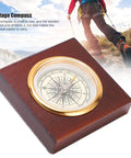 Vintage Compass With Wooden Box For Camping Hiking Fishing And Mountaineering Aluminum Alloy Construction close-up view