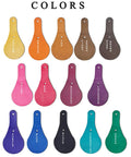 Premium Thick Vegetable Tanned Leather Keychain Blanks in 16 vibrant color options for DIY projects, showcasing teardrop shapes.