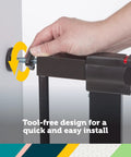 Tall And Wide Baby Gate For Doorways With Easy Install No Drilling And Pressure Mount Decor Friendly Design With Secure Lock Indicator Kid Safe Great For Wide Doorways And Stairs Quick Release For Periods Of Non Use showing tool-free adjustment