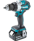 Kickin Amp 18V Brushless Cordless Drill Driver with metal chuck, compact design for construction, efficient torque and control.