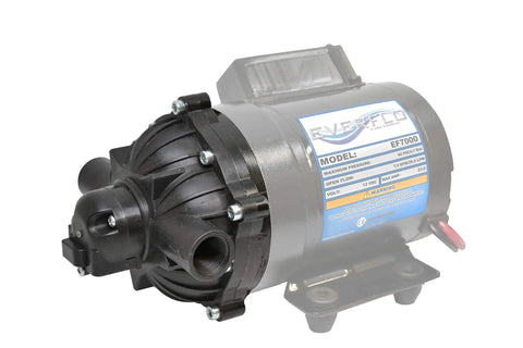 12V Diaphragm Pump Head Replacement Kit For EF7000 With Honeywell Micro Switch, Viton Valves, Santoprene Diaphragm, Beefed Up Prime Slow Cycle Pressure Switch And Auto Shutoff, front view