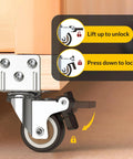 Side Mount Caster Wheels 1.25 Inch Heavy Duty L Shaped Plate With Double Ball Bearing Swivel Set Of 4 installed on furniture.
