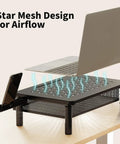 Ergonomic Monitor Stand Riser With Metal Mesh Drawer And Phone Holder Height Adjustable At 4.13 4.92 And 5.71 Inches on desk