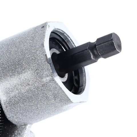Upgrade Your Cordless Drill With This Versatile Sheet Metal Cutter Kit. Close-up of heavy-duty toothed disc attachment.