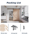 Interior view of 48 Inch By 84 Inch Wood Barn Door With 8 Foot Hardware Kit Included K Shape Solid Spruce Panel Installed
