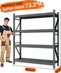 Heavy Duty 4 Tier Metal Storage Shelves 2500 Lb Capacity Garage Workshop Shelving Units Industrial Racks For Warehouse Basement Sturdy Steel Frame Built Like A Tank Adjustable Shelves, 73.2in high