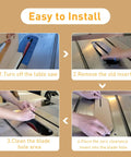 Installation steps for Zero Clearance Table Saw Insert Set For Delta 36 725 36 5152 36 5000 36 5000T2 Throat Plate Kit