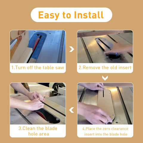 Installation steps for Zero Clearance Table Saw Insert Set For Delta 36 725 36 5152 36 5000 36 5000T2 Throat Plate Kit