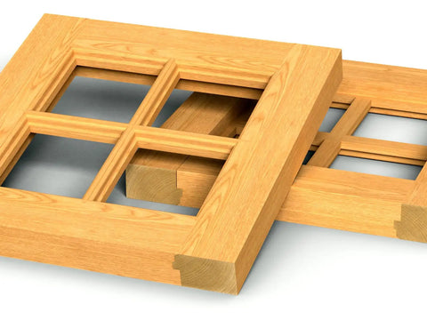 Shop Grade 1/2 Inch Shank Ogee Router Bits Set for Building Custom Window Sash Frames and French Doors with wood frames.