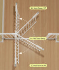 Top view of Extra Wide Baby Gate For Stairs And Doorways 27 To 43 Inches Auto Close Safety Gate with door swing at 180 degrees.