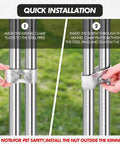 Installation of 18 Piece Chain Link Fence Clamps Set For Dog Kennels 1 3 8 Inch Galvanized Steel Easy Install For Pipe And Panel Frames Rust And Corrosion Resistant Construction on steel pipes.