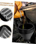 Shop Ready Oil Quality Comparator And Transmission Viscosity Tester Stand For Easy Engine Oil Analysis And Maintenance In Auto Service Centers Acrylic Tester For Quick Pro Grade Automotive Diagnostics, clear acrylic stand with funnel and oil pour close-up
