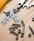 45 Degree Soft Close Hydraulic Cabinet Hinges With Damping For Flip Down Doors on a workbench with tools and hardware