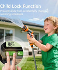 Child using garden hose with Remote Control Sprinkler Timer With 230 Foot Range No Fuss Programmable Garden Hose Timer