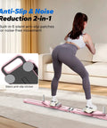 Heavy Duty Pilates Board And Versatile Ab Trainer Kit features anti-slip handles and rollers, shown in use on a carpet.