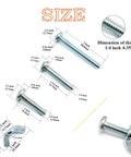 48 Pack One Quarter Twenty Wing Nut And Machine Screw Kit With Round Head Phillips Bolts In One Inch One And A Quarter Inch And Two Inch Lengths Zinc Plated Hardware Includes Twenty Four Wing Nuts And Twenty Four Machine Screws In Clear Box For DIY showing screw dimensions and thread size 1/4 inch 6.35mm diagram