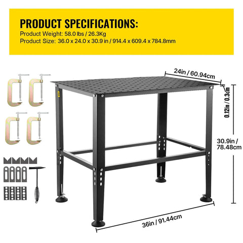 Beefy Heavy Duty Welding Table 36 By 24 Inches With 800 Lbs Capacity, Rugged Welding Workbench For Assembly And Repair