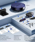 2 In 1 Robot Vacuum And Mop With 8000Pa Suction, Slim Self Charging Smart Cleaner for Hard Floors and Carpet, components layout