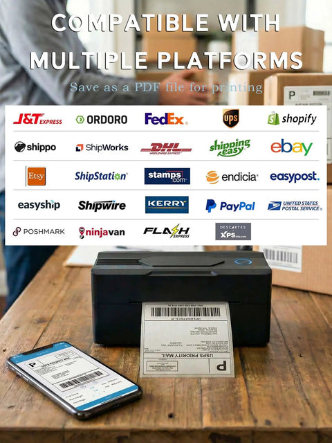 Bluetooth 4x6 Thermal Shipping Label Printer For Small Biz Wireless Label Printer For Android iPhone Windows Mac with labels