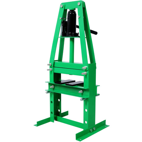 6 Ton H Frame Hydraulic Shop Press With Adjustable Working Table, Plates, And Height, Green Benchtop Garage Press For Auto Repair And Maintenance, Heavy Duty Steel Construction For Car Body, Frame, And Bearing Pressing