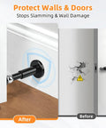 Adjustable Magnetic Door Stop Built Tough With Strong Magnetic Hold Stainless Steel Black Door Stop Wall Or Floor Mount Extends 3.15 To 4.8 Inches For A Perfect Fit And Easy Grip protecting a wall from damage after installation