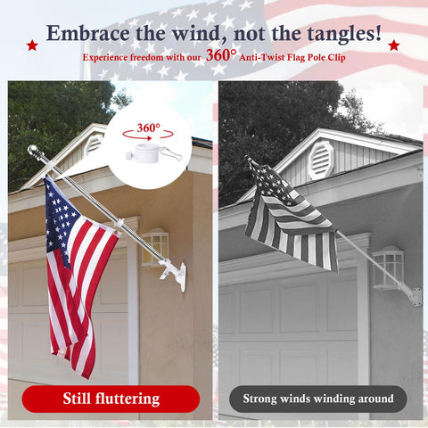 6Ft Outdoor Flag Pole Kit With 360 Degree Anti Wrap Rotating Rings For Porch And Garden Heavy Duty Stainless Steel Fits 3x5 Flags Bracket Not Included Now displayed on a porch.