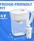Metro Water Filter Pitcher With SmartLight Indicator And BPA Free, 6 Cup Capacity shown with filter details